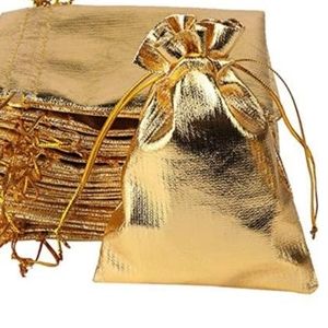 100 Pcs. GOLD ORGANZA 5 x 7 DRAWSTRING POUCHES NWT